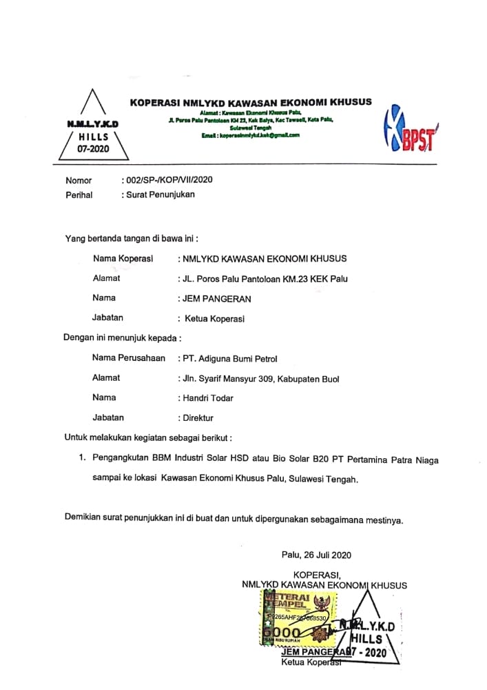 Daftar klien PT. Adiguna Bumi Petrol, lembar 1