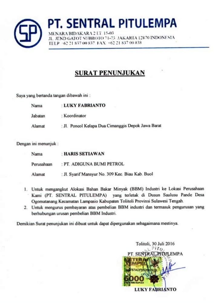 Daftar klien PT. Adiguna Bumi Petrol, lembar 2